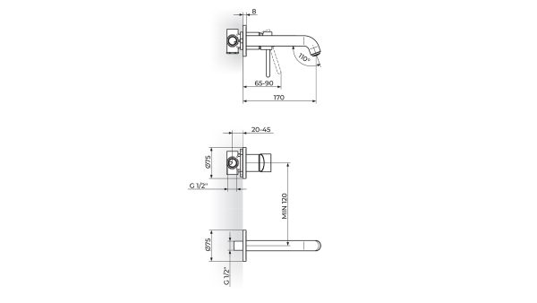 UZIDNA BATERIJA ZA LAVABO DARK JD31401 izliv 170mm 2 2